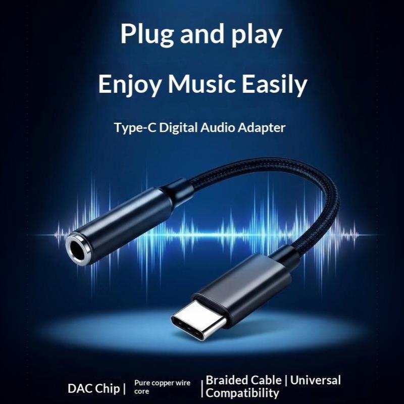 Type C to 3.5mm Jack Audio Adapter Universal Fit HiFi Stereo Sound for Car Headset Wired Earphone Use