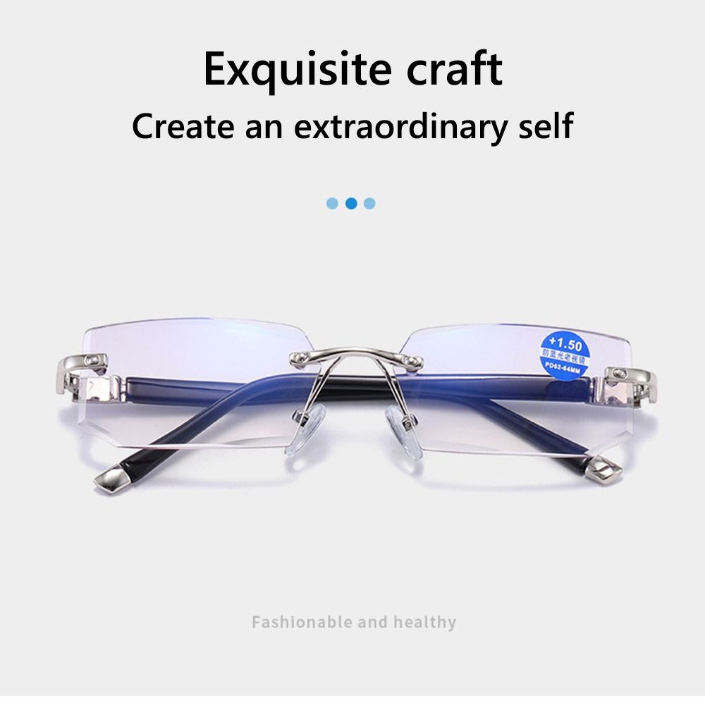 Lesebriller Anti Blue Rays Presbyopia Goggles Dame Vintage Rimless Eyewear