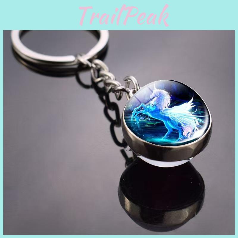 Unicorn Pattern Jewelry With Round Zinc Alloy Glass Charm For Gift And Daily Wear