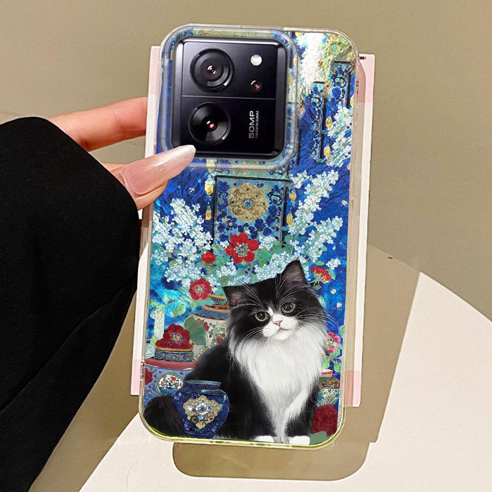 

Black Cat Fox Vortex Texture Women Phone Case for Xiaomi 13T 14T 11 Lite Poco X5 M6 Pro X6 X3 Pro NFC C75 C71 C65 C61 M5S Cover Poco X5 Pro