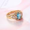 Romantic Trendy Wedding Crystal Accessories Bridal Rings Gold Color Blue Cubic Zirconia Women Ring New 2021 Party Christmas