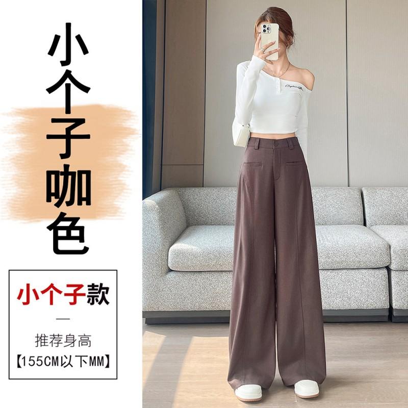 Womens High-Waisted Wide-Leg Trousers Long Length Straight Cut Casual Office Pants