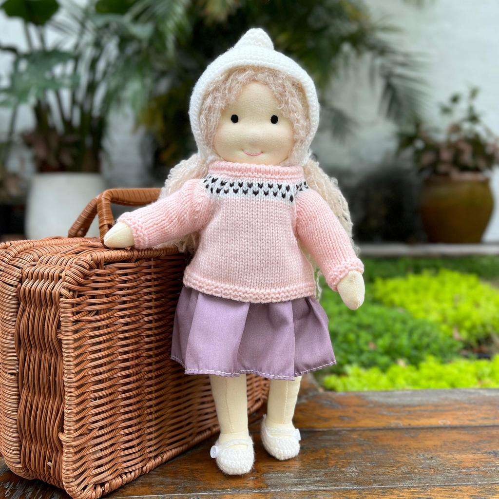 BlissfulPixie Waldorf Doll Handmade Doll Malvina 30cm Soft Girl Cute Stuffed Animal Best Doll for Kids -