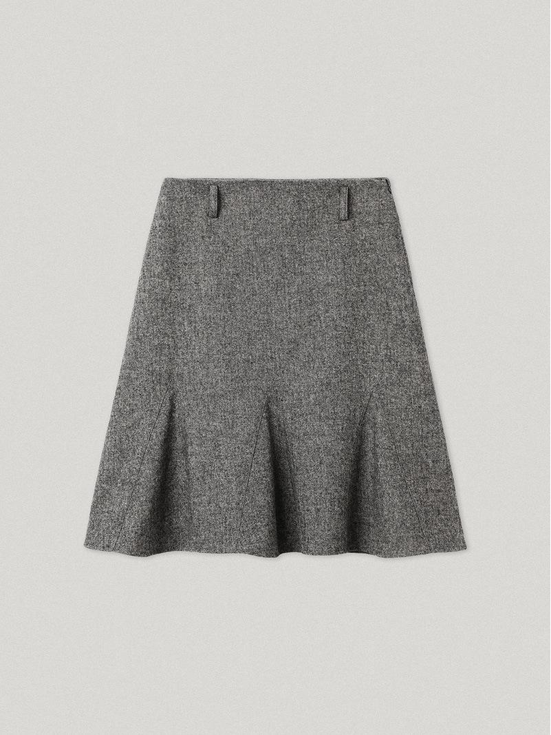 Korean Winter Arrival: Solid Color Elegant Pleated Fishtail Skirt Size 1 серый