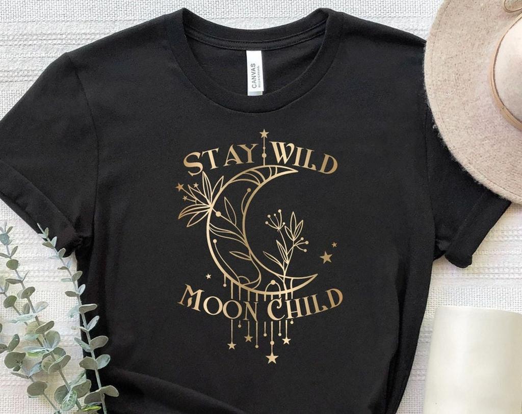 Stay Wild Moon Child Shirt, Stay Wild Moon Child T-Shirt, Celestial Floral Moon Tee, Hippie Shirt, Mystical Boho Shirt, Moon Child Gifts Tee