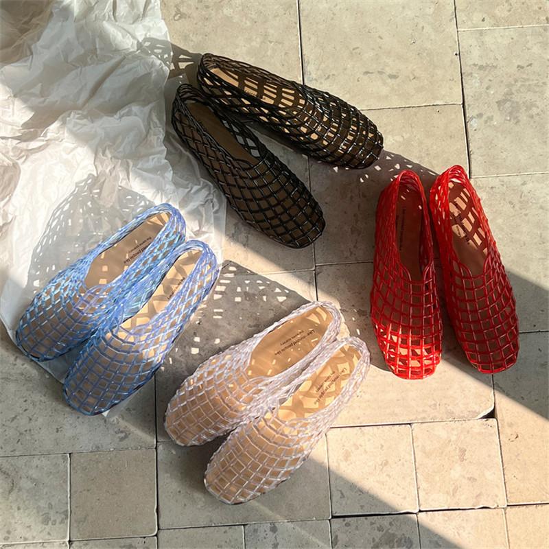 Fashion New Summer Sandals Handmade Women Pumps Shoes for Women Fashion Hollow Out Round Toe Low Heels Flat Shoes Loafers Ladies Shoes