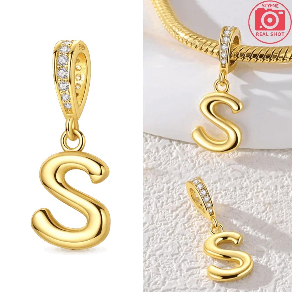 Original Necklace Copper White Zircon Pendant English Letters Women'S Beads Fit Bracelet Anniversary Gift Accessory Diy