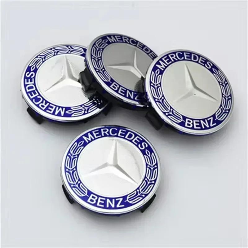 For Mercedes Benz 4 Pieces/Set 75mm For Mercedes Benz AMG W203 W206 W220 W205 W211 W212 Car Wheel Center Hub Caps Benz Emblem Ti
