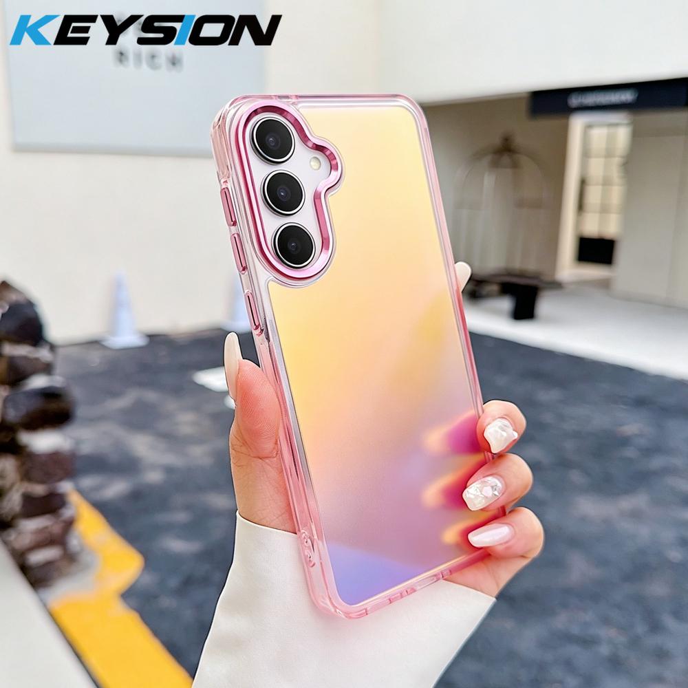 

KEYSION Fashion Laser Gradient Colorful Phone Case for Samsung A55 5G A35 A25 A15 TPU+PC Shockproof Back Cover for Galaxy A05S for Samsung A05S рожевий