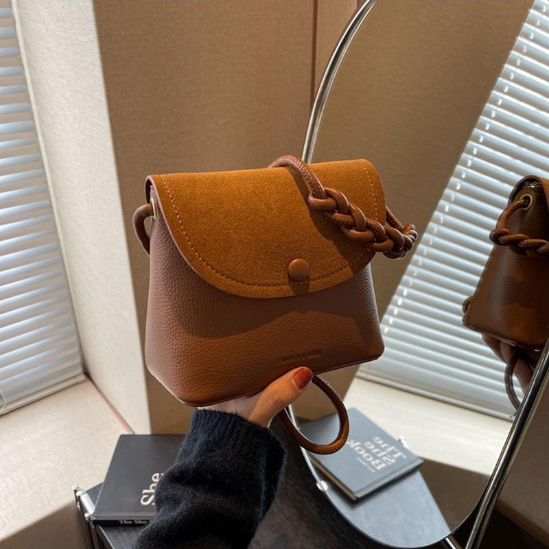 Retro Solid Color PU Leather Small Shoulder Bag Autumn and Winter Women's New Bucket Crossbody Bag CLE