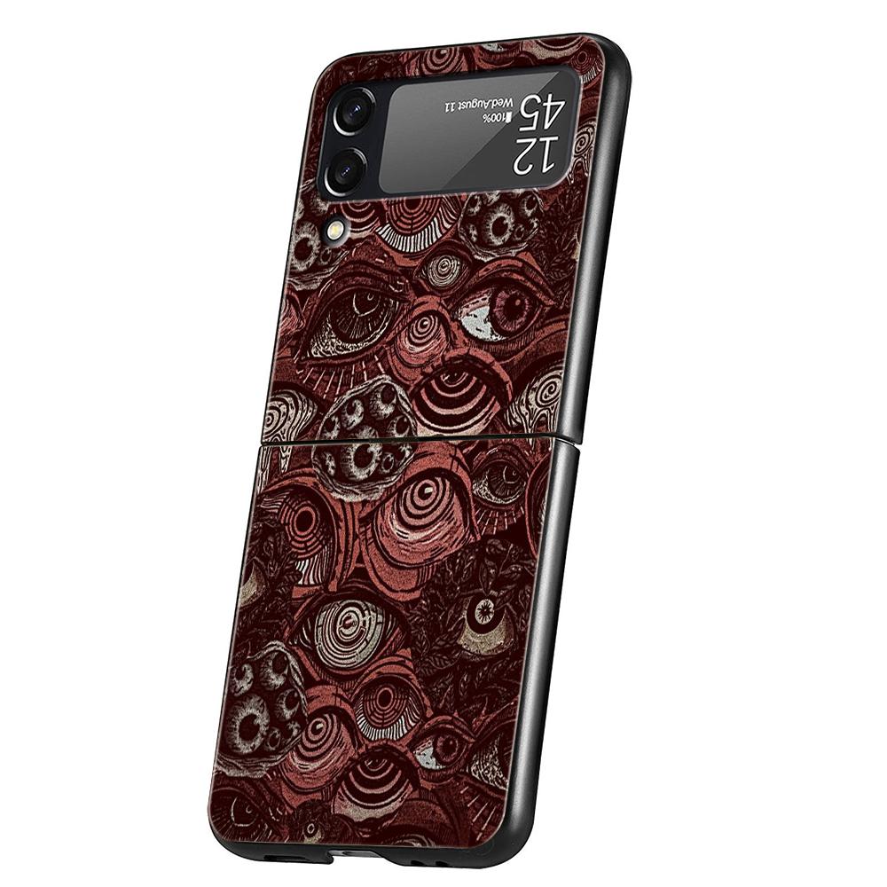 Hard PC Phone Case For Samsung Galaxy Z Flip 7 6 5 4 Black Cover For Galaxy Z Flip 3 Foldable Capas Trendy Cool Eyes Creative