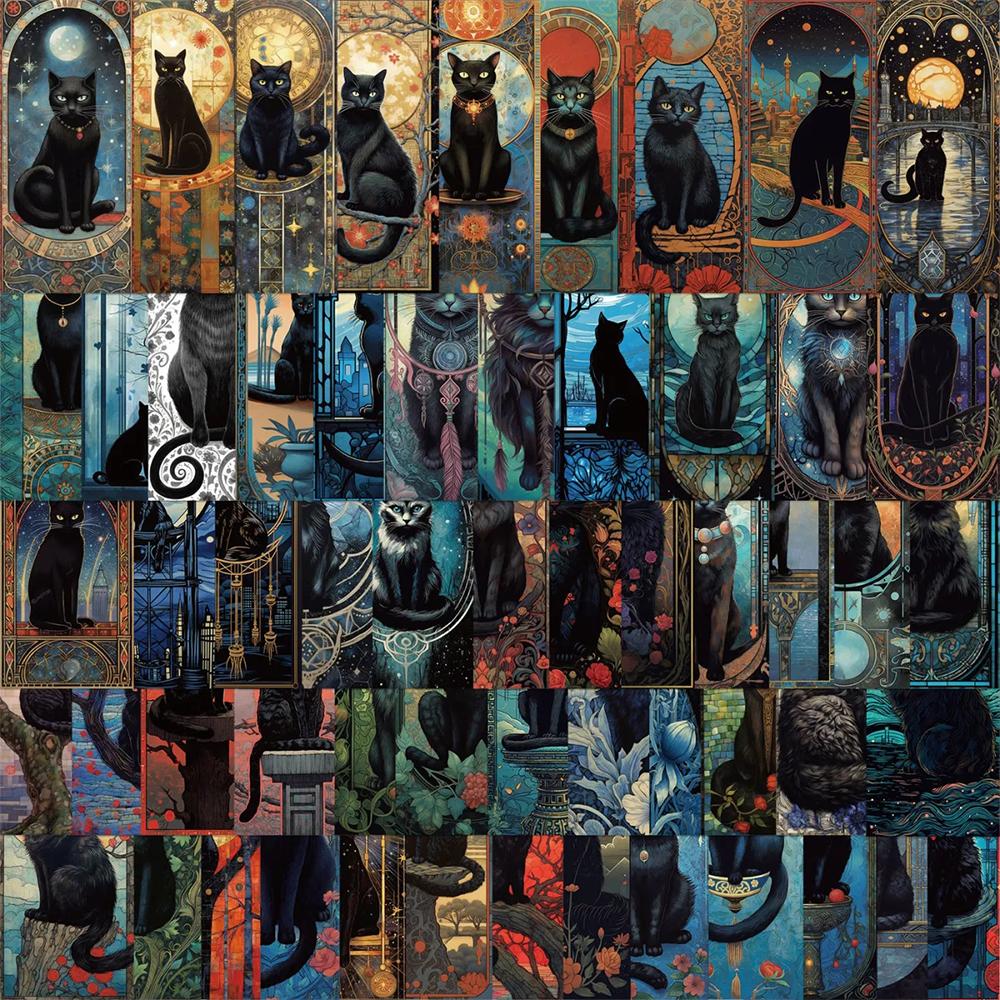 10/30/60pcs Gothic Black Cat Moon Tarot Stickers Vintage Cartoon Decals Graffiti Scrapbook Luggage Guitar Cool Vinyl Sticker Toy