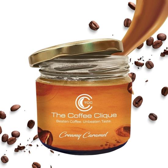 The Coffee Clique Creamy Caramel Flavoured Coffee Paste - 250g | Instant, Rich & Creamy Paste, No Preservatives & Sugar Needed