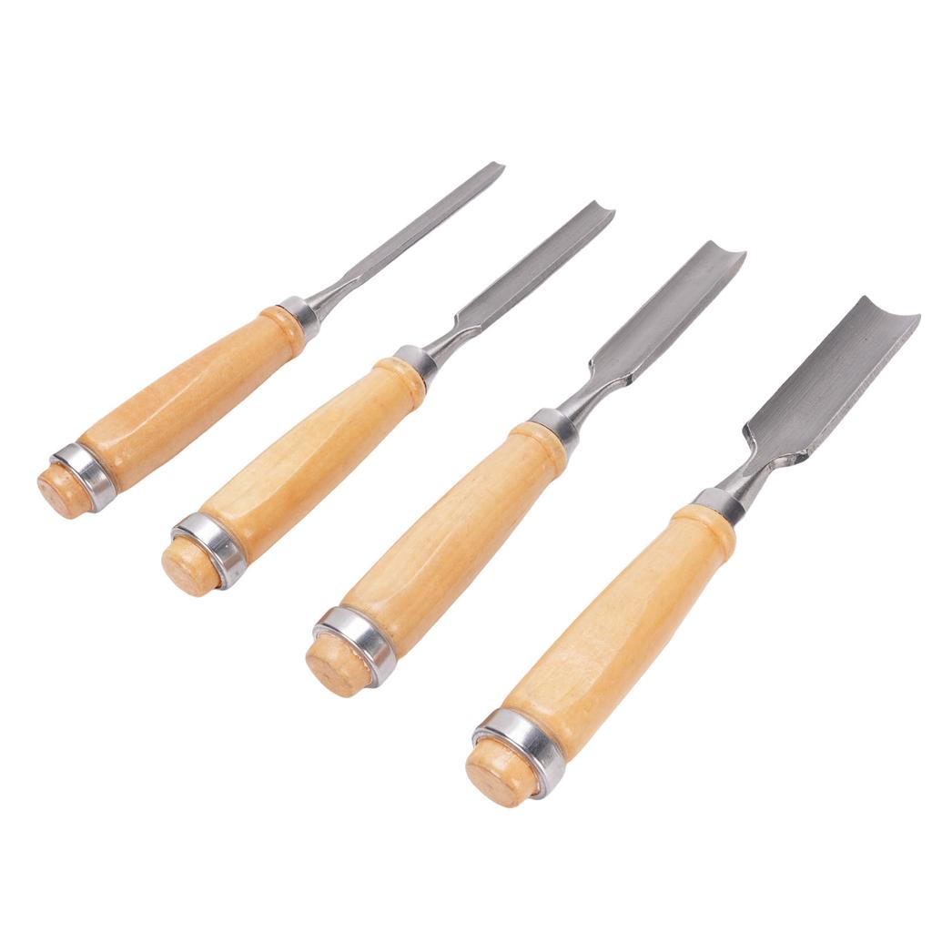 4 STÜCK Halbrundmeißel-Set Professioneller Stahlmeißel mit Holzgriff Holzbearbeitungs- Schnitzmeißel