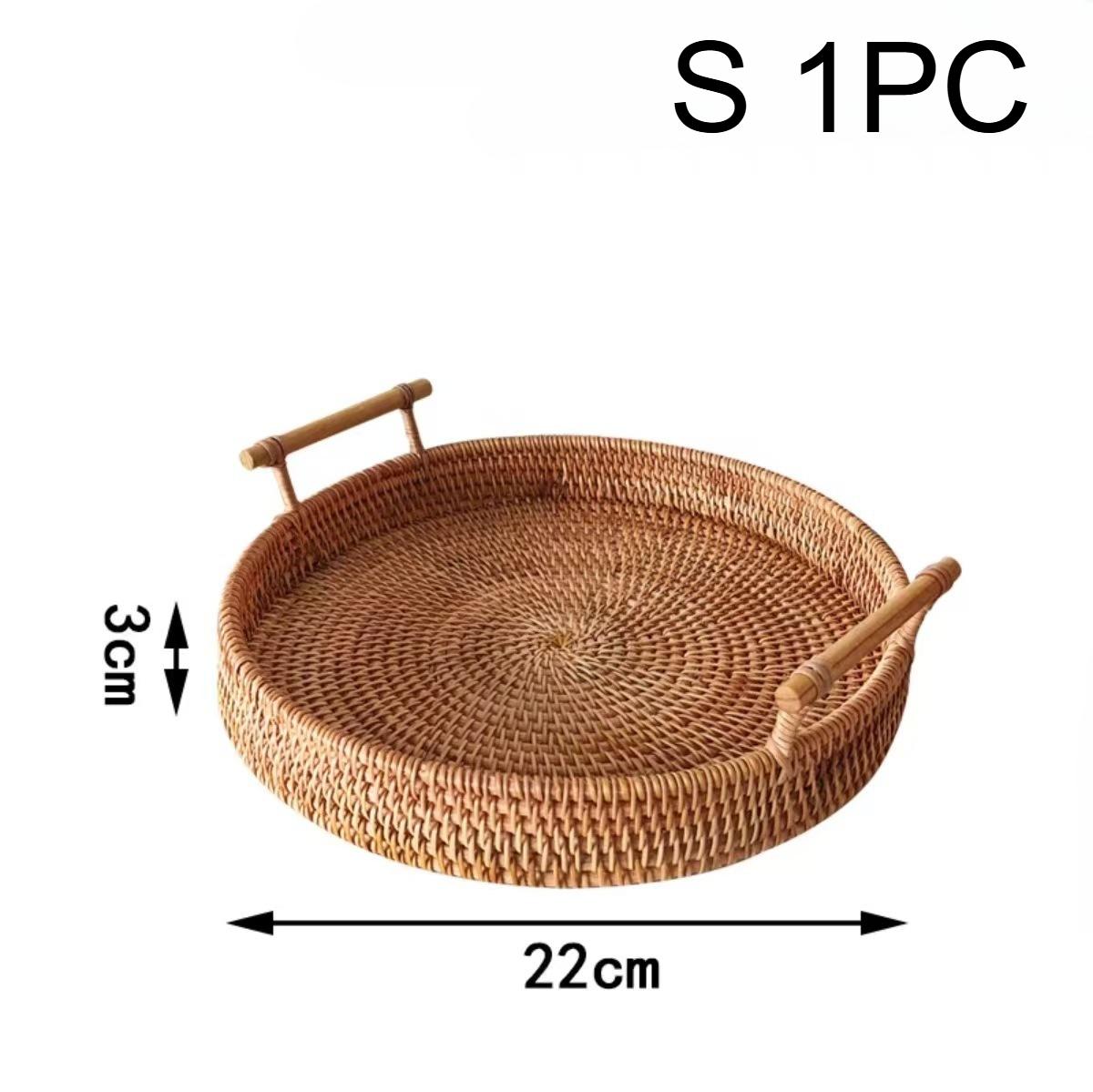 

1 шт. Элегантный плетеный вручную ротанговый поднос с термостойкой изоляцией, классический стиль, многофункциональная корзина для хранения для домашнего декора