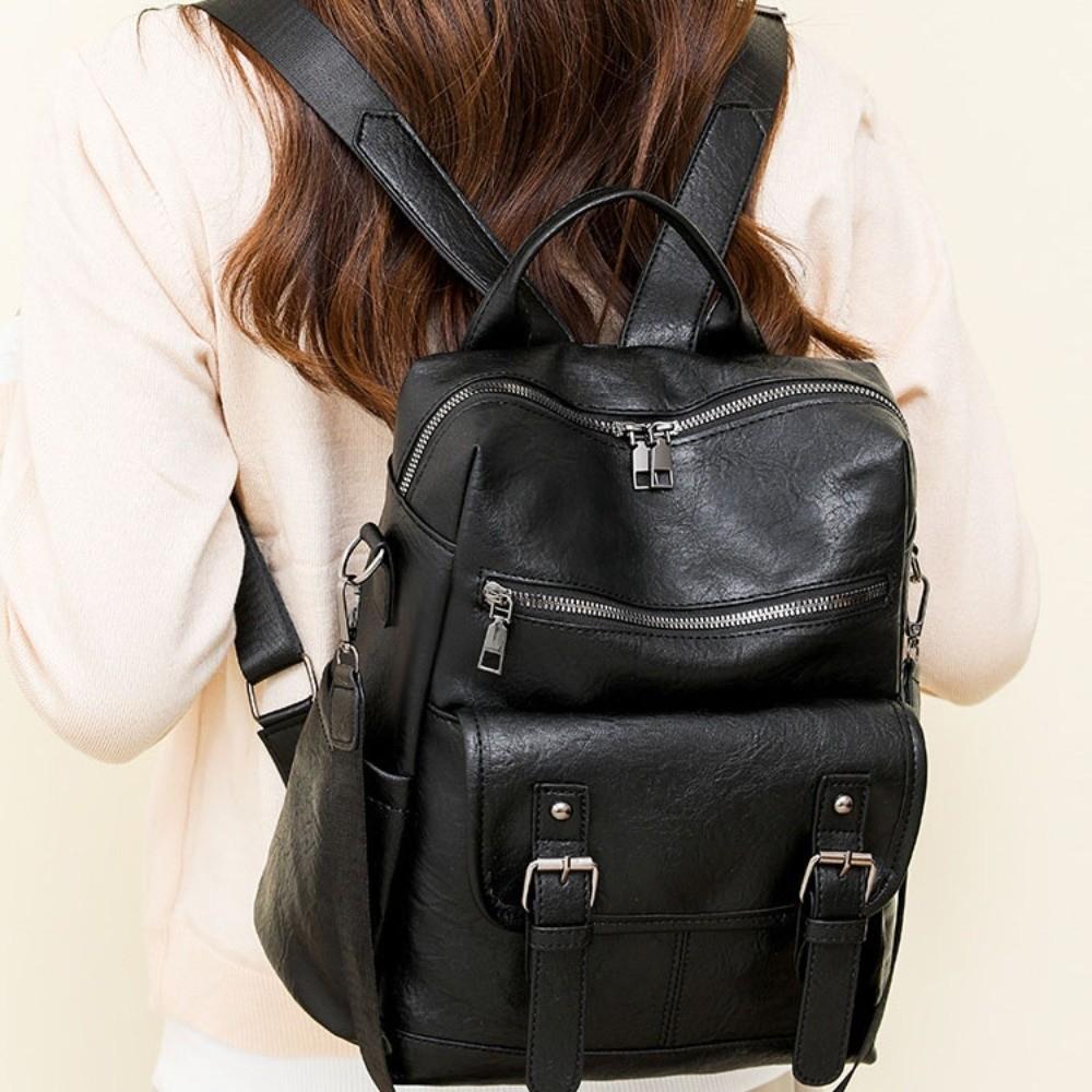 Multifunctional Student School Bag PU Peather Mommy Shoulder Bag Vintage Student Backpack  Women