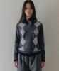 ANDNEEDS Eddy Argyle V-Neck Knit (Charcoal Gray)