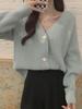 2024 Loose Fit Japanese Retro Soft Knit V-Neck Cardigan for Spring & Autumn