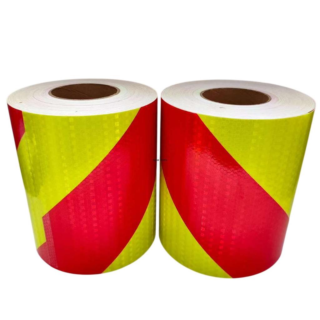 5cm/10cm/15cm/20cm*5M Reflective Adhesive Tapes Fluorescent Yellow-Red Left Right Twill Sticker Reflectors Waterproof Sheetings