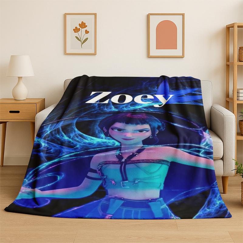 

Kpop Demon Hunter Rumi Mira Zoey Cartoon Group Flannel Blanket Soft Warm Throw Blanket for Bedroom Living Room Bed Travel Gift 75x90cm