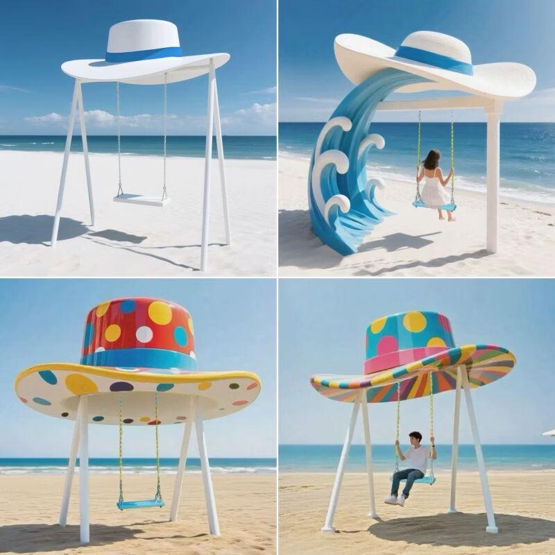 Outdoor Rainbow Cloud Swing Sculpture