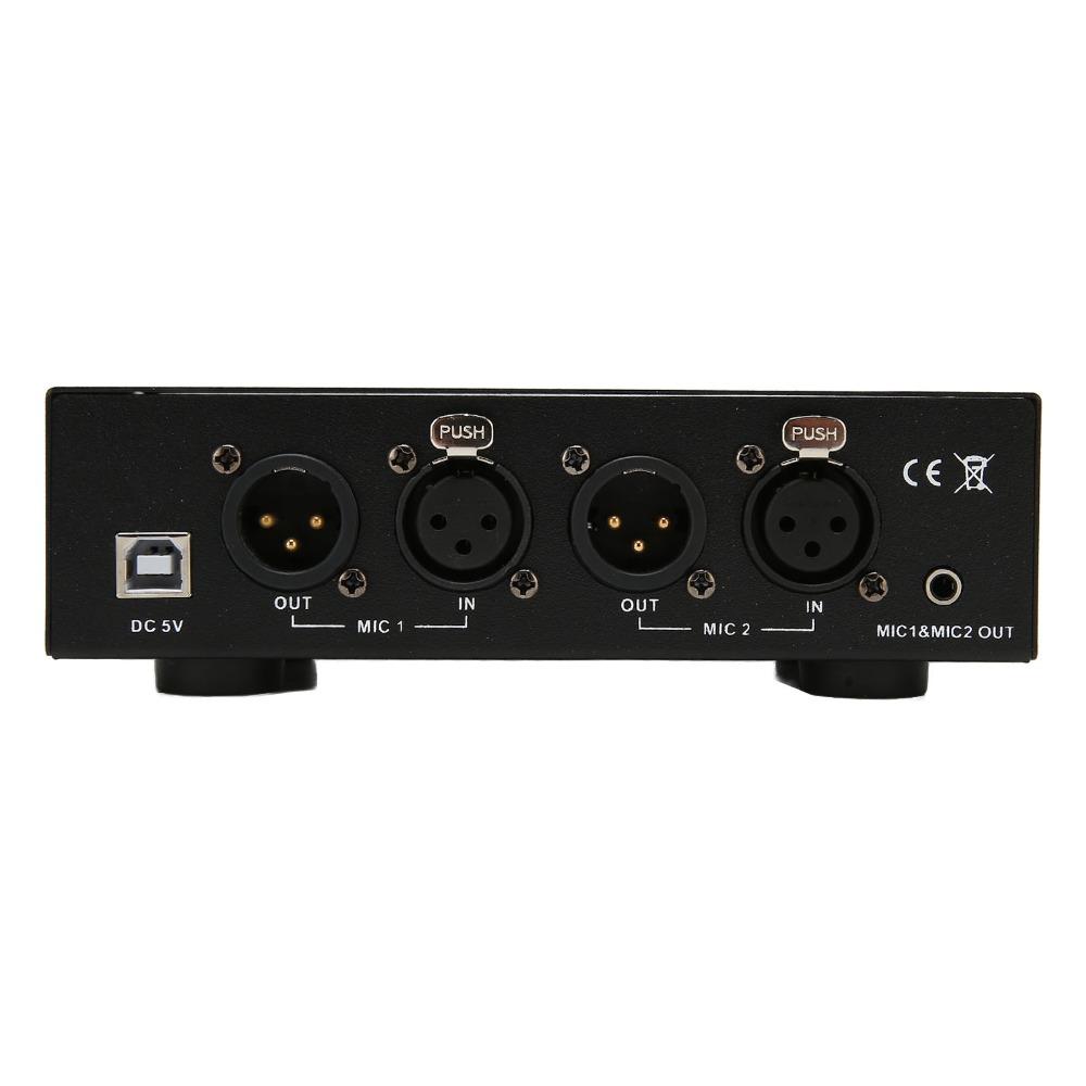 High Stability 48V Phantom Power Supply Low Pass Filter 2 Channel For Condenser Microphone