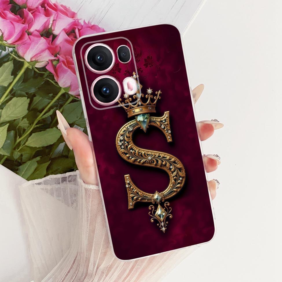 Transparent For Oppo Reno 13Pro CPH2697 PKK110 Cover For Oppo Reno 13 Pro Case Luxury Crown A-Z Letters 2D Flat Pattern