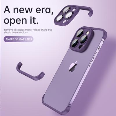 2023 New Real Bare Machine Corner Cushion Shockproof Case For iPhone 14 13 12 Pro Max Plus Glass Lens Protective Silicone Cover