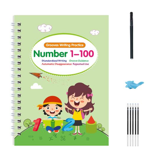 Writing Practice Book for Kids Reusable Preschool Workbooks English Grooved Copybook Early Learning Handwriting Kit for Ages 3-8