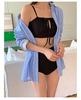 Korean Style Women's High-End Split Bikini: Solid Color, Backless, Perfect for Hot Springs & Vacations