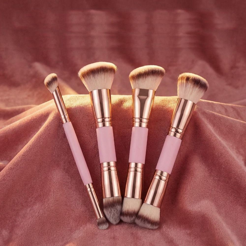 2/4/5Pcs Flat Top Dual-ended Makeup Brushes Soft Bristle Foundation Brush Set Beginner Makeup