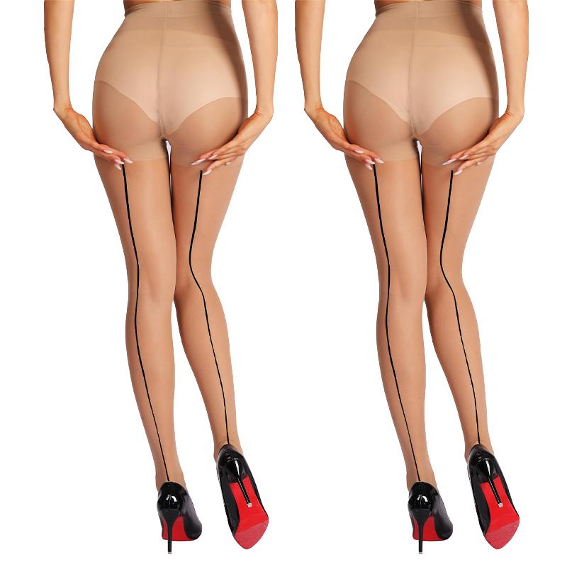 Women‘S 20D Backseam Sheer Tights Control Top Thin Breathable Pantyhose Sexy Long Stockings With Reinforced Toes