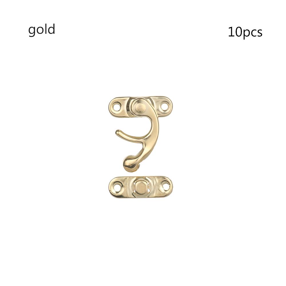 

10Pcs Hasps With Screws Mini Clasps Lock Padlock Decorative Metal Latch For Wooden Box Leather Bag Jewelry Boxes Furniture 10PCS золотий