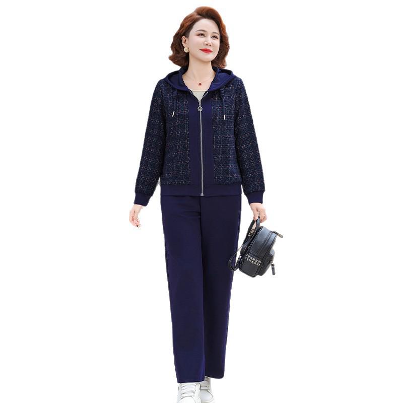 Stylish Plus Size Sportswear Set for Middle-Aged & Elderly Women - Spring & Autumn Casual Jacket