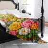 1pc Monet's Garden French Impressionist Floral Print Fleece Blanket - Plush All-Season Thick Quilted-Like Bedspread, Soft Warm