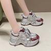 Large size dad shoes women 2025 silver new autumn mesh versatile thick sole breathable height increase casual sports shoes 42