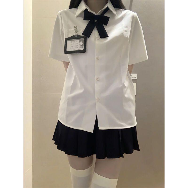 Neues Sommer-JK-Uniformset: Kurzarmhemd & Faltenrock - Schlank, Vielseitiger Schulstil