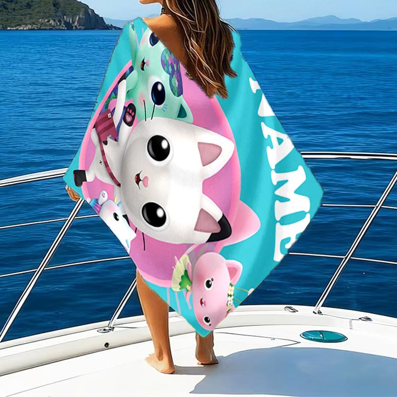 1pc Gaby's Bubble House3 Beach Towel with Custom Name, Beach/Swimming/Bath/Picnic/Camping Towel, Suitable for Seaside Beaches