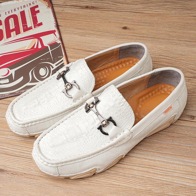 

Модная мужская кожаная обувь, повседневные лоферы без шнуровки, мокасины, обувь для вождения на плоской подошве 46 бежевый