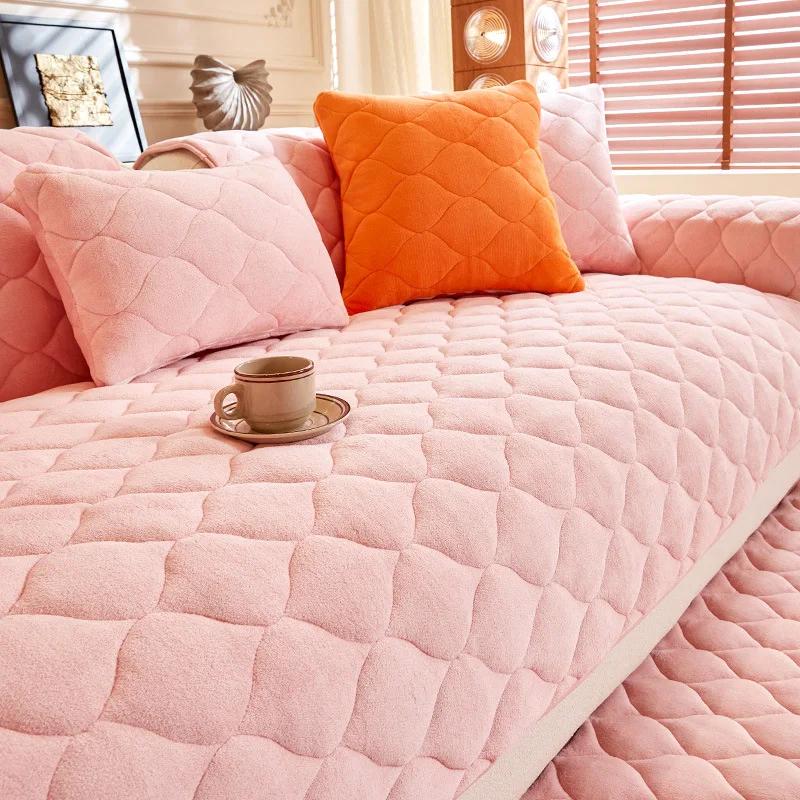Minimalist Modern Milk Velvet Sofa Cushion Thickened In Autumn And Winter Anti-slip Sofa Cover Cloth Leather Sofa Velvet Pad