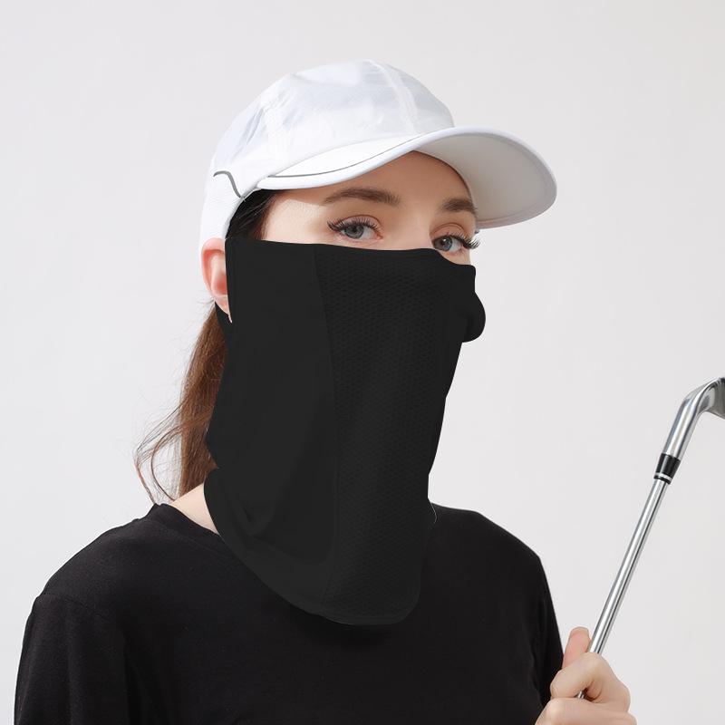 Summer Uv Protection Ice Silk Mask Sun Proof Bib Solid Color Sunscreen Face Scarf Mesh Breathable Face Scarves Neck Wrap Cover