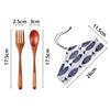 Portable Wooden Cutlery Set Spoon Fork Cutter Reusable Wood Bamboo Flatware With Bags Dinnerware Tableware Student Lunch Gift