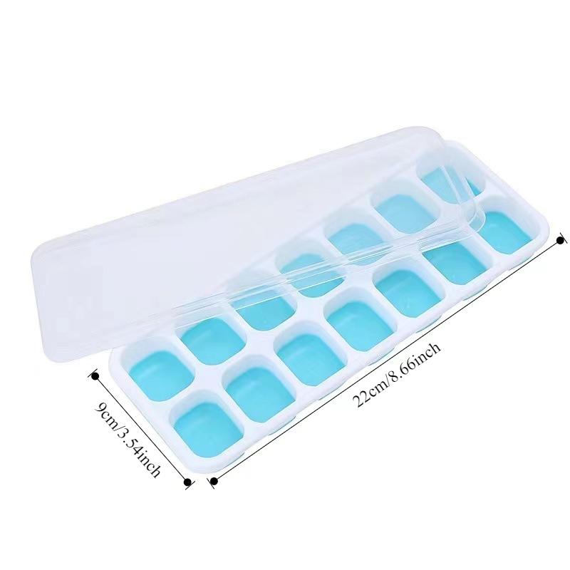 Silicone Ice Cube Tray 14 Cube Stackable With Lid Flexible Easy Release Spill Proof for Cocktails Freezer BPA Free