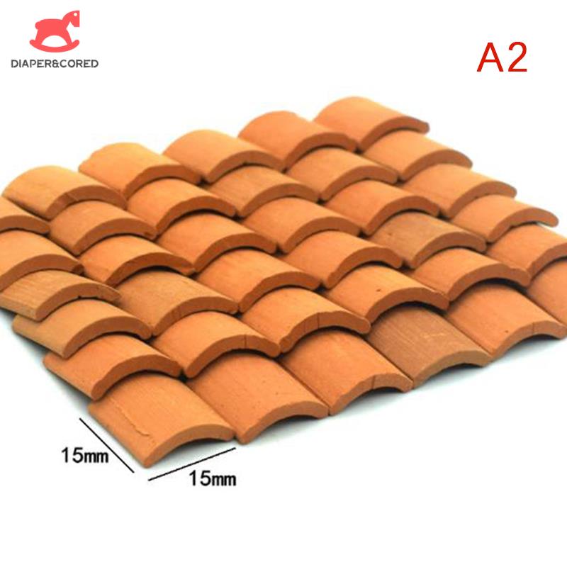 60 stuks/set 1/16 schaal Mini Dakpannen Voor Landschapsarchitectuur Miniature Dakpannen Kleine Dakpannen Voor Poppenhuis Tuinaccessoires