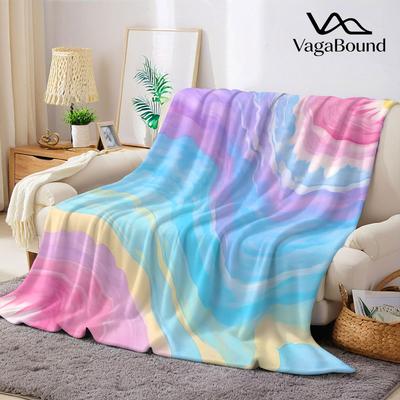 Pastel Rainbow Fluid Flannel Blanket Warm Soft Halloween Christmas Decorative Couch Warm Cozy AllSeason Gift