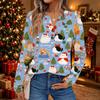 Women's Christmas Print Long Sleeve Shirt Casual Elegant Blouse for Holiday Party