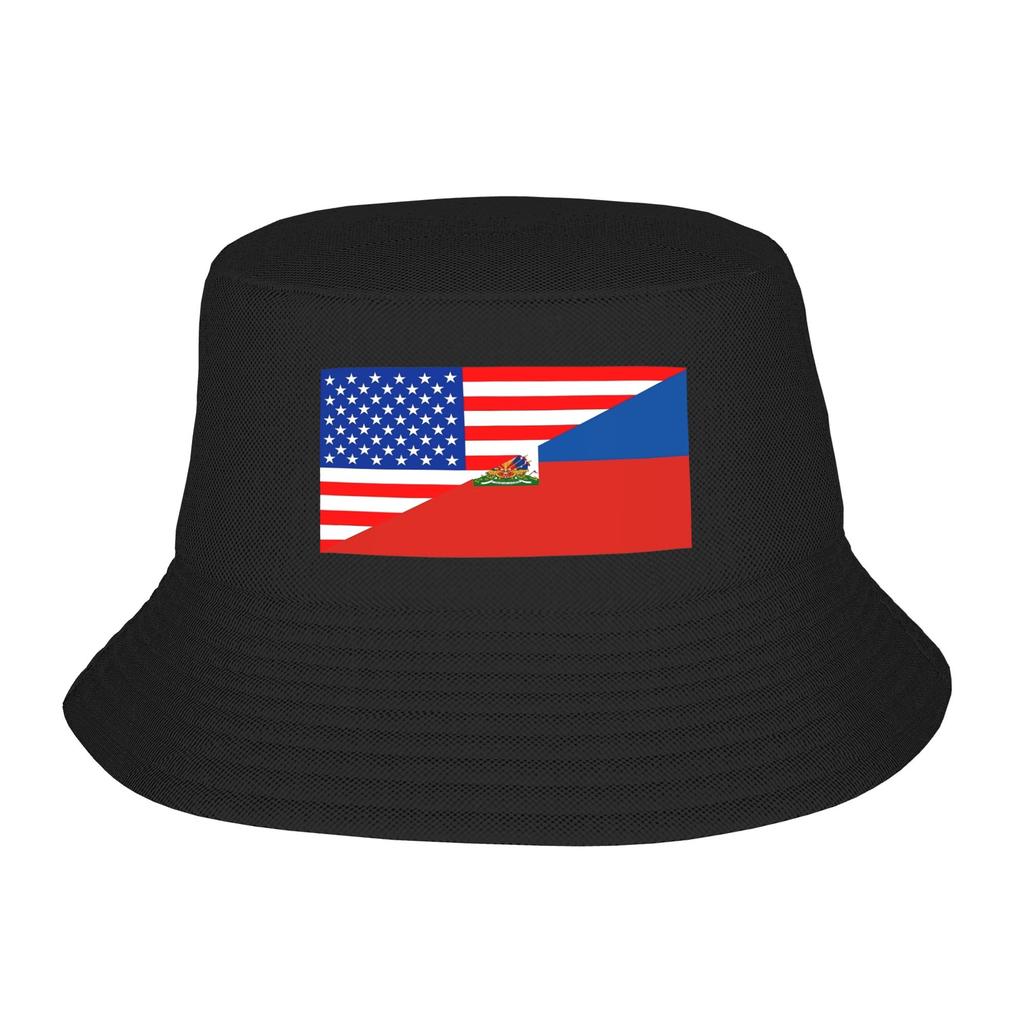 Haiti Grunge Flag Bucket Hat For Woman Beach Floppy Hat Casual Lightweight For Outdoor Sport Fishing Hat Bob Hat