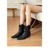 Retro and old, short boots women's new Martin boots V-mouth bare boots pointed brown thick heel western cowboy boots
