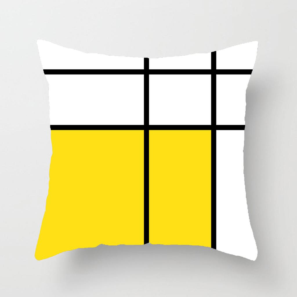 Warmgelbes und graues geometrisches Streifenmuster Kissenbezug Sofakissen verdickt Kurzplüsch Einfacher Kissenbezug Enthält keine Kissenbezüge