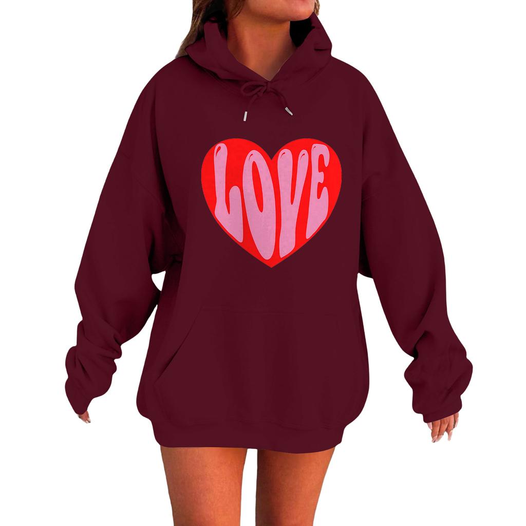 Women's Loose Comfortable Casual Fashionable Love Printed Long Sleeved Sweatshirt